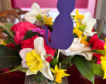 Cat Outline Flower Pick- Cake Topper- Pack of 3- Party Decoration