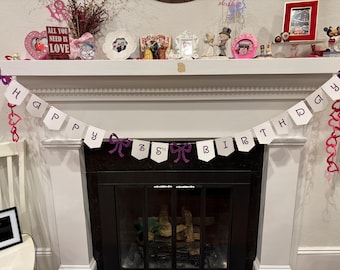 Cutesy, Girly Bow Birthday Banner- Personalized!- Trendy Party Decorations