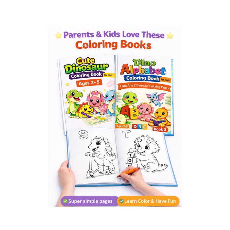 Dino Alphabet Coloring Book – A-Z Dinosaur Pages (ages 2-5) (printable ...