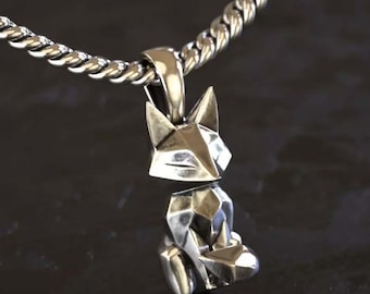 925 Sterling Silber Fuchs Anhänger, geometrische Fuchs Halskette, Fuchs Anhänger, Fuchs Tier Schmuck, Tier Schmuck, Fuchs Halskette