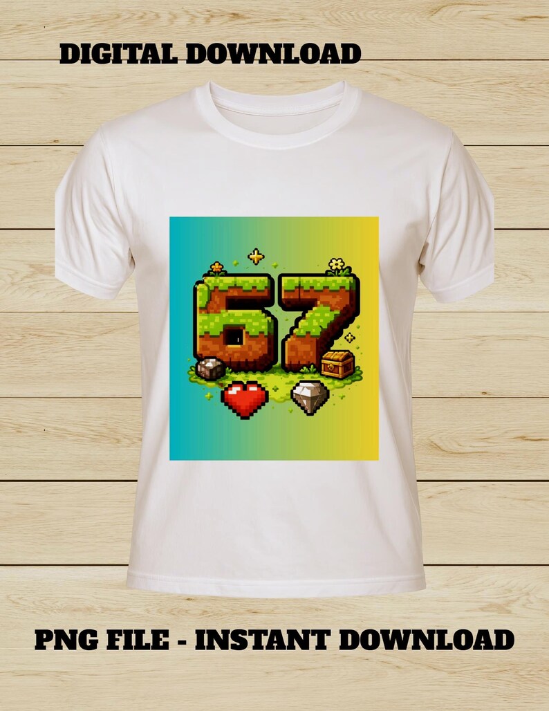 Pixel Number 67 PNG, Blocky T-shirt Design (digital Download) - Etsy
