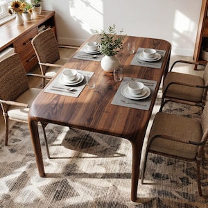 Moderner Esstisch aus Walnussholz, Holztische im Mid-Century-Stil, handgefertigte, zeitgenössische Esszimmermöbel