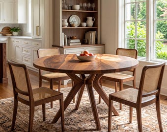 Walnut Round Dining Table, Custom Size Kitchen Furniture