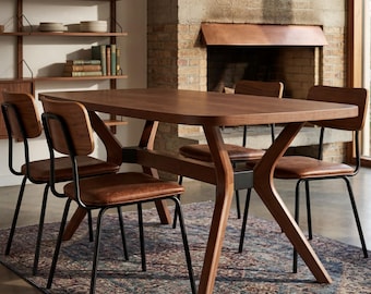 Walnuss Esstisch, Skandinavische Moderne Handgefertigte Möbel, Minimalistisches Live Edge Design