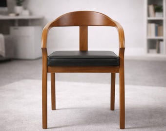 Moderne designstoel, houten leren stoelen, stijlvolle, eigentijdse stoelen voor thuis of op kantoor
