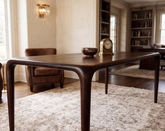 Mesa de nogal para comedor, muebles de sala de estar, diseño de mesas de mediados de siglo, tamaño grande personalizado.