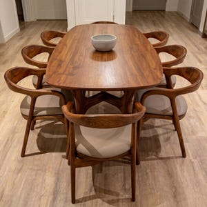 Solid Wood Oval Table, Custom Size Walnut Kitchen for Dining