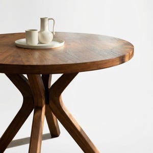 Solid Walnut Round Dining Table, Handmade Pedestal Base, Modern Rustic ...