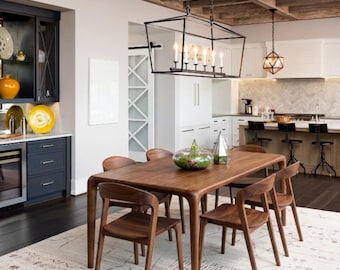 Rustic Solid Walnut Farmhouse Dining Table, Handmade Natural Furniture