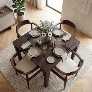 Massief houten vierkante eettafel, op maat gemaakt walnoothouten ontwerp voor een moderne stijl