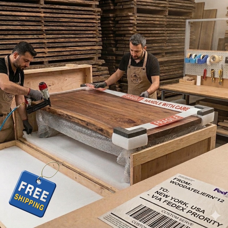 Solid Walnut Dining Table, Rounded Mid Century Modern Kitchen Tables, Handcrafted Scandi Wood Furniture image 6