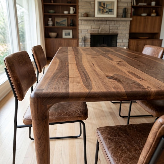 Modern Dining Table, Custom Walnut Wood Dinner Tables, Mid Century Wooden Furniture