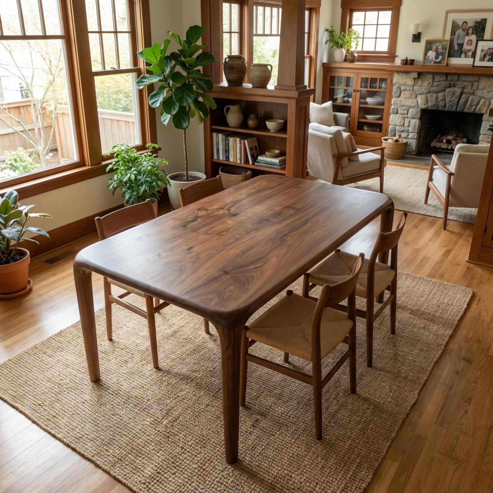 Solid Walnut Dining Table, Modern Handmade Wood Kitchen Table, Custom ...