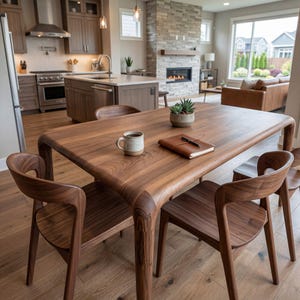 Walnut Dining Table, Solid Wood, Mid Century Modern Style, Rectangular Kitchen Table