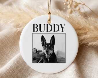 Custom Dog Photo & Name Memorial Ornament, Pet Remembrance Gift, Dog Lover Mom Keepsake, Personalized Ceramic Ornament