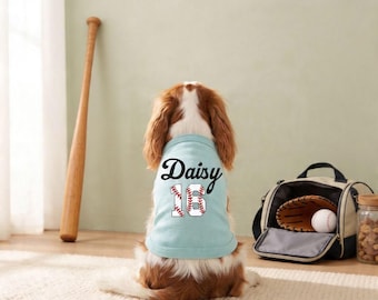 Custom Name and Number Dog Tank Top, Baseball Pet Personalized Shirt, Sporty Puppy Clothes, Birthday Gift for Dog Lovers
