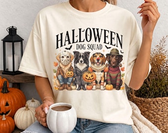 Halloween Dog Squad Comfort Colors® Shirt, Funny Dog Lover Halloween Tee, Spooky Season Dog Mom Gift Shirt