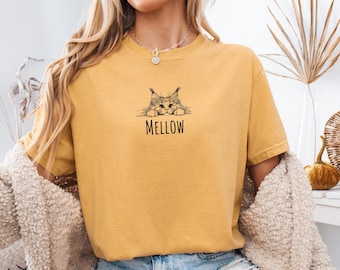 Custom All Cat Breed Comfort Colors® Shirt, Personalized Cats Line Art T-shirt, Cat Drawing Gift, Pet Lover Mom Tee