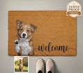 Personalized Pet Watercolor Portrait Doormat, Custom Dog Photo Welcome Mat, Cats Lover Housewarming Gift, Pets Owner Front Porch Coir Rug