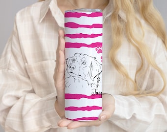 Personalized Line Art Pet Tumbler, Dog Portrait Travel Cup, Custom Dog Drawing From Photo Mug, Dog Lover Mom Gift, Pet Memorial Present
