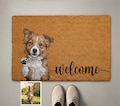Personalized Pet Watercolor Portrait Doormat, Custom Dog Photo Welcome Mat, Cats Lover Housewarming Gift, Pets Owner Front Porch Coir Rug