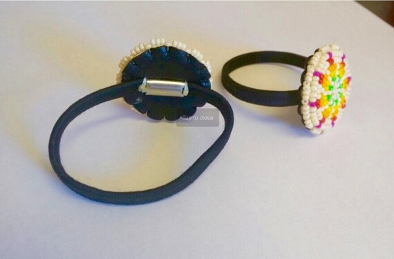 Beaded Hair Ties White Hair Ties Sunburst Design Hair Ties Etsy