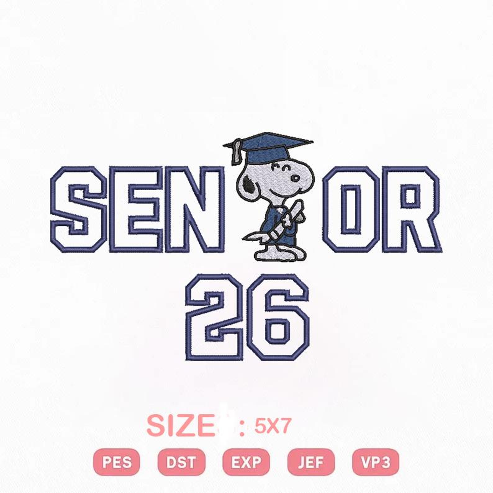 Snoopy Senior 2026 Embroidery Design | Senior Graduation (5x7 Hoop) - Etsy