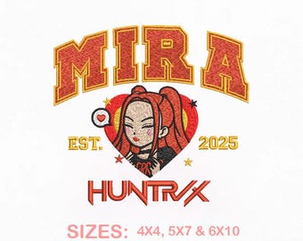 Mira Huntrix K-pop Demon Hunters Embroidery Design, Anime Girl Machine Embroidery File