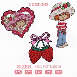 Erdbeer Stickdatei Stickmuster | 3 Designs | 3 Größen