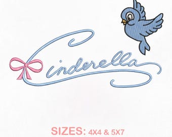 Princess Cinderella Autograph Machine Embroidery Design. 4X4 | 5X7