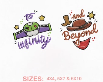 Toy Story Embroidery Design: Buzz Lightyear & Woody "Infinity and Beyond" Machine Embroidery File