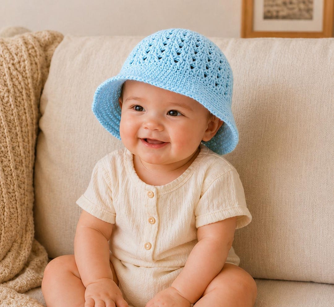 Crochet Hat Pattern PDF | Baby to Adult Beanie Sizes, Easy Brim Hat ...