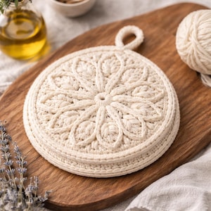 Crochet Pattern: Round Potholder' -  Farmhouse Décor, Hot Pad PDF [English]