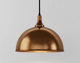 Handmade Moroccan Pendant Lamp: Copper Dome Lighting (Green Patina)