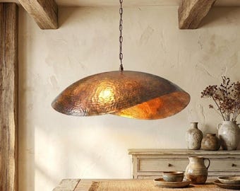 Handmade Bronze Dome Pendant Light, Farmhouse Lighting, rustic Kitchen island