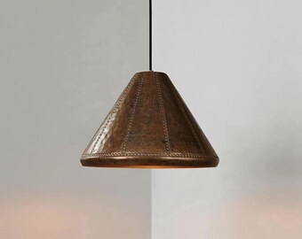 Lampada a sospensione in rame: stile rustico boho - Finitura vintage realizzata a mano