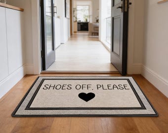 Felpudo "Quítate los zapatos", alfombra antideslizante para entrada
