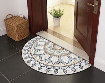 Boho mandala halve maan deurmat, wasbaar entreetapijt
