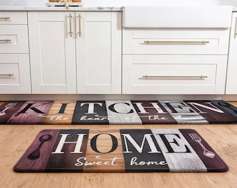Farmhouse Kitchen Mat Set: Non-Slip, Washable Polyester Runner Rugs