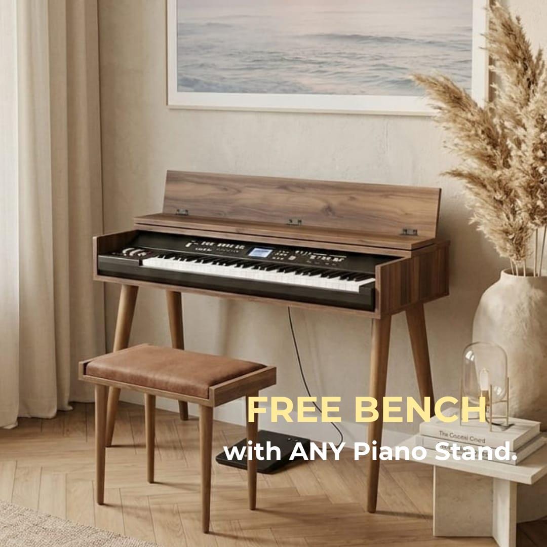 Key Board Mdf Mid Century Modern MDF Wood Piano Stand & Bench Set | Handmade Digital ...