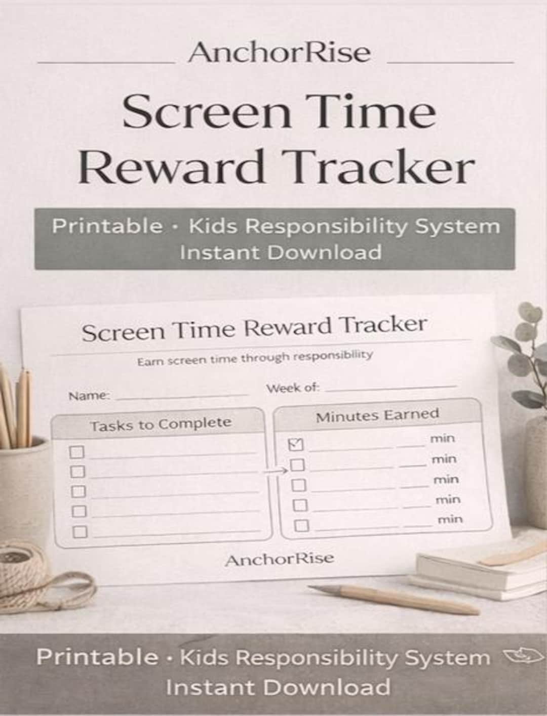 Screen Time Reward Tracker Printable | Earn Screen Time Chart | Kids ...