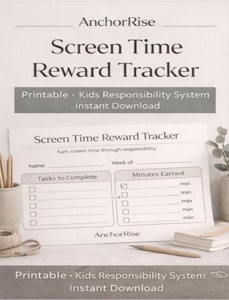 Screen Time Reward Tracker Printable | Earn Screen Time Chart | Kids ...