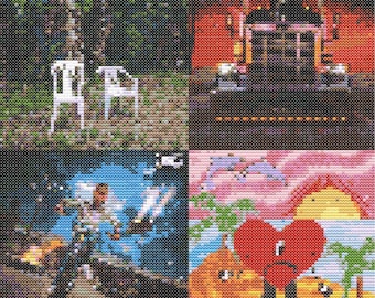 Gráfico de punto de cruz de portadas de álbumes de Bad Bunny