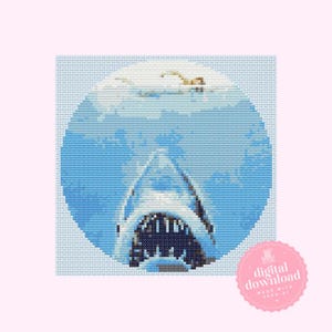 Jaws Poster Cross Stitch Pattern