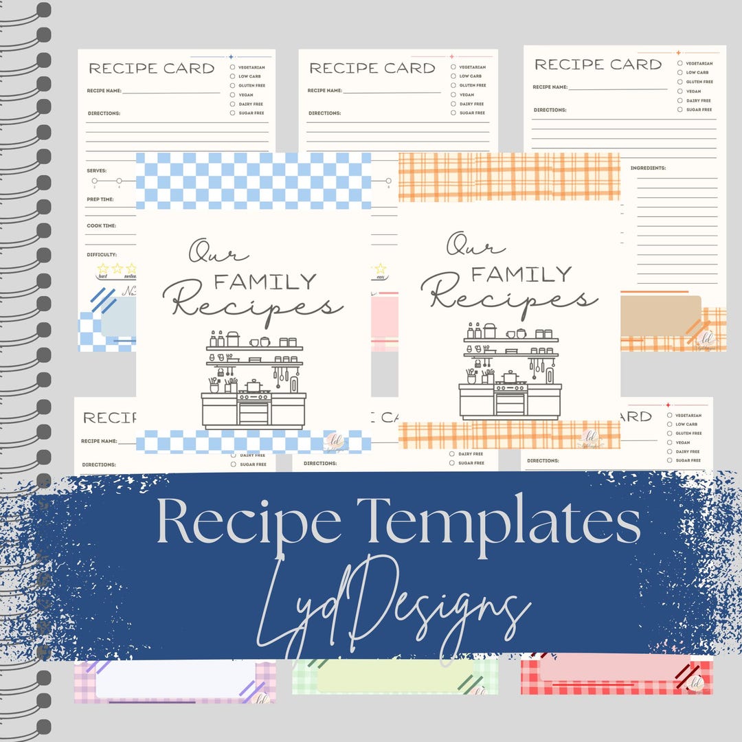 Digital Recipe Book Template | Family Recipes Organizer (PDF Pattern ...