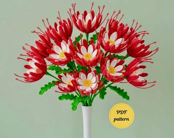 Patrón de flor de ganchillo Reina de la Noche, patrón de ramo de flores de ganchillo grande, patrón de ramo de flores de ganchillo fácil para principiantes