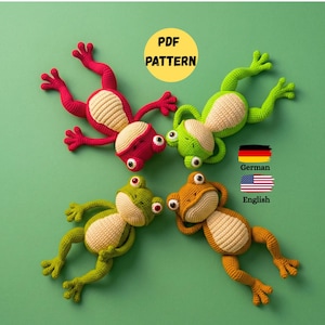 Patrón de rana de patas largas amigurumi a crochet, peluche de rana, sapos a crochet, patrón de ranas de patas largas. Patrón de rana de patas largas a crochet apto para principiantes.