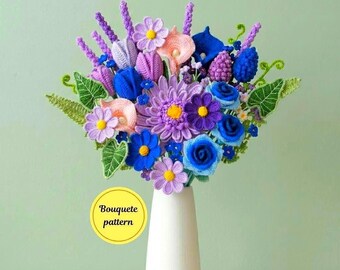 Paquete de patrones de ramos de flores de margaritas a crochet, margaritas grandes, calas, tulipanes, rosas. Ramo ideal para principiantes, perfecto para el Día de la Madre o como regalo de boda.