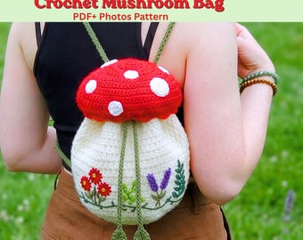 Crochet mushroom Bag Pattern, beginner friendly Mushroom toadstool crossbody Shoulder Bag, crochet mushroom purse pattern.
