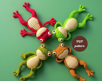 Patrón de rana de patas largas amigurumi a crochet, peluche de rana, sapos a crochet, patrón de ranas de patas largas. Patrón de rana de patas largas a crochet apto para principiantes.
